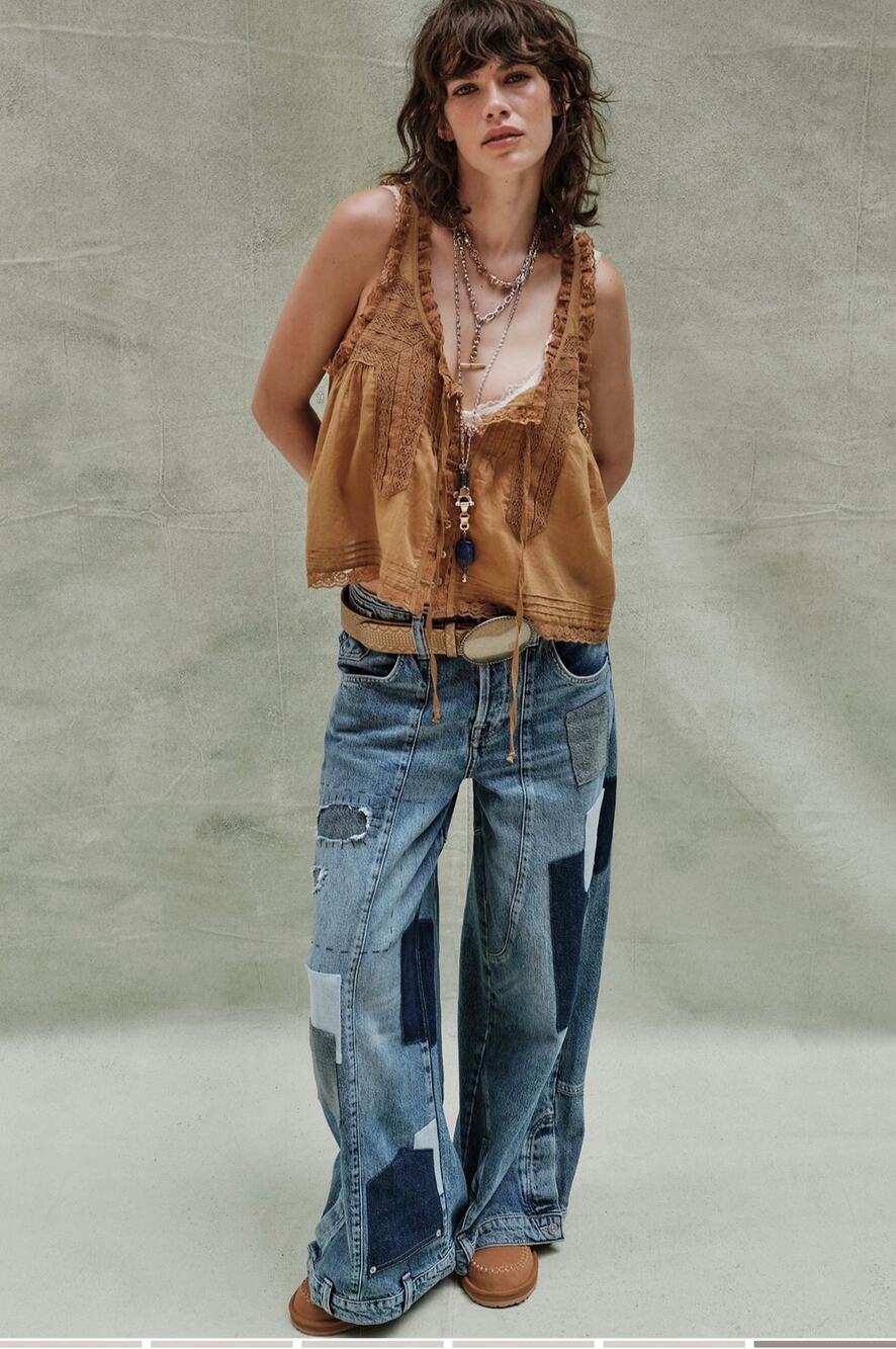 Free People We The Free Head Over Heels Jeans Patchwork 27 New